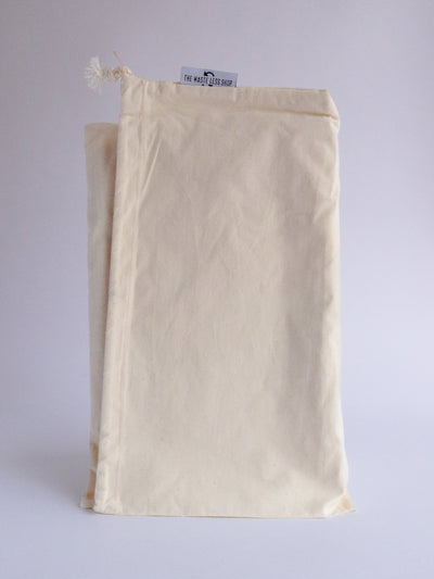 Set of cotton produce bags, one of each size (large, medium and small) in both muslin and mesh.