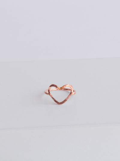 Rose Gold Heart Ring. This gorgeous, textured ring is made with high quality hammered 14k rose gold filled metal and is a size 6.