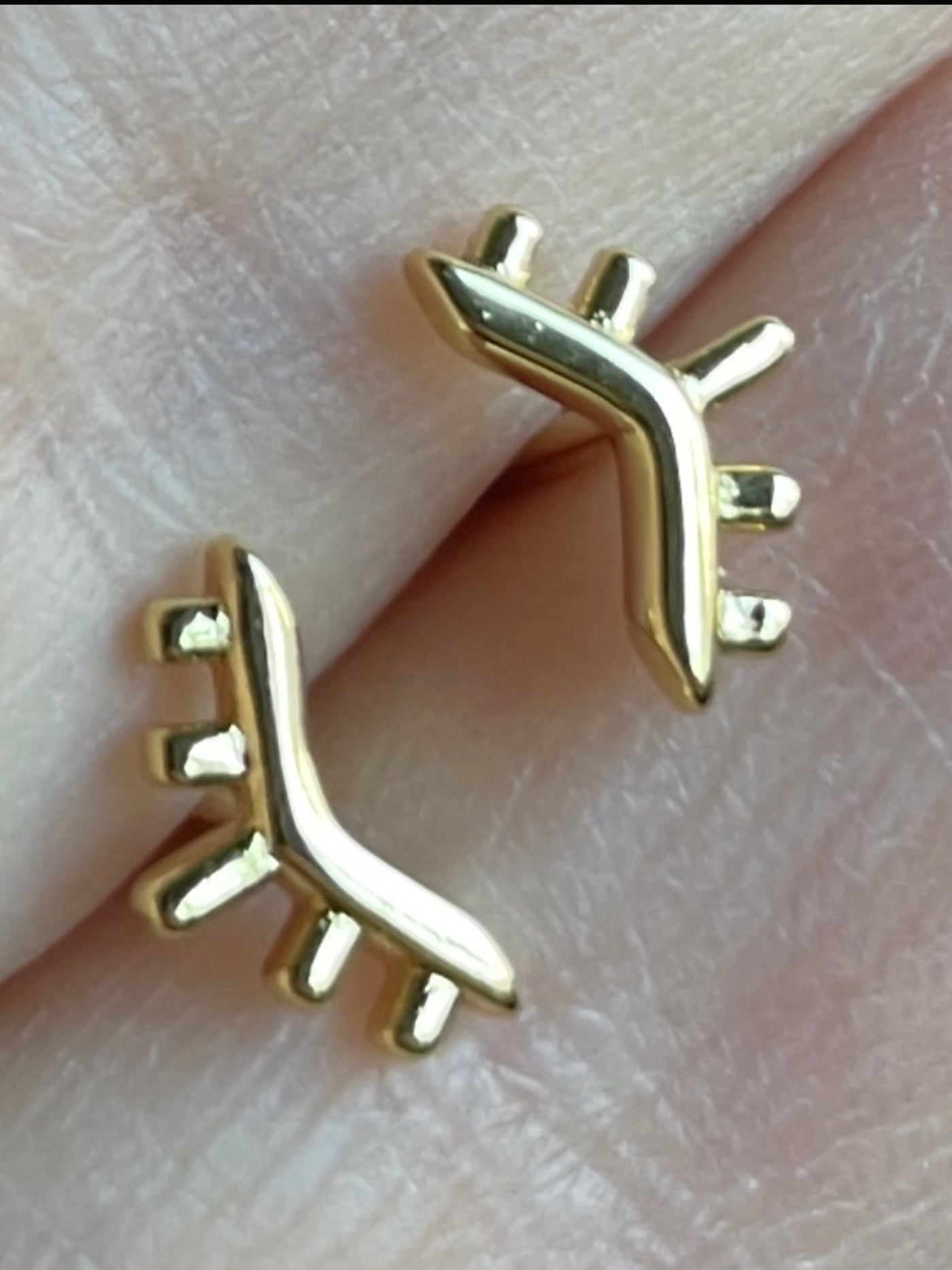 GOLD STICK SPIKE STUDS. Made with recycled brass with a 24K gold overlay, these are approximately 8mm in size.